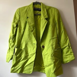 90s Vintage Linda Allard Ellen Tracy Lime Green Blazer